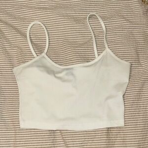 White Ribbed Crop Top